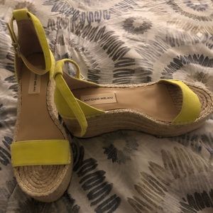Lime green comfortable flat wedge